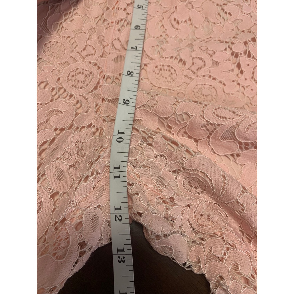 Isaac Mizrahi Live Pink Floral Lace Wide Leg Pants Scalloped Hem Medium - Picture 8 of 10
